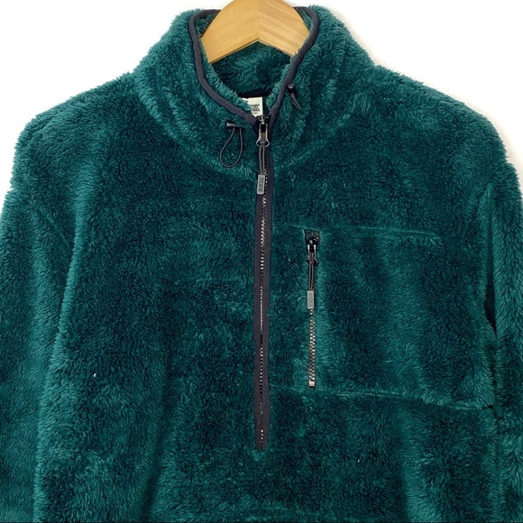PINK Victoria Secret Women’s Dark Green 1/2 Zip Pullover Sherpa Fleece Jacket S - Picture 4 of 13